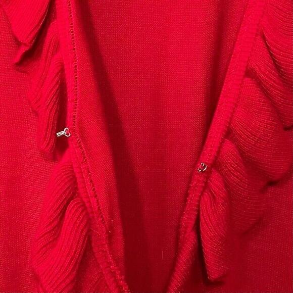 Notations Ruffled Shrug Petite Size Large Christmas Red Holiday Bolero Cardigan - Picture 4 of 10